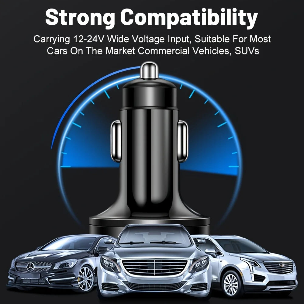 6-in-1 Fast Charging Car Adapter (Dual USB-C & Digital Display Charger)