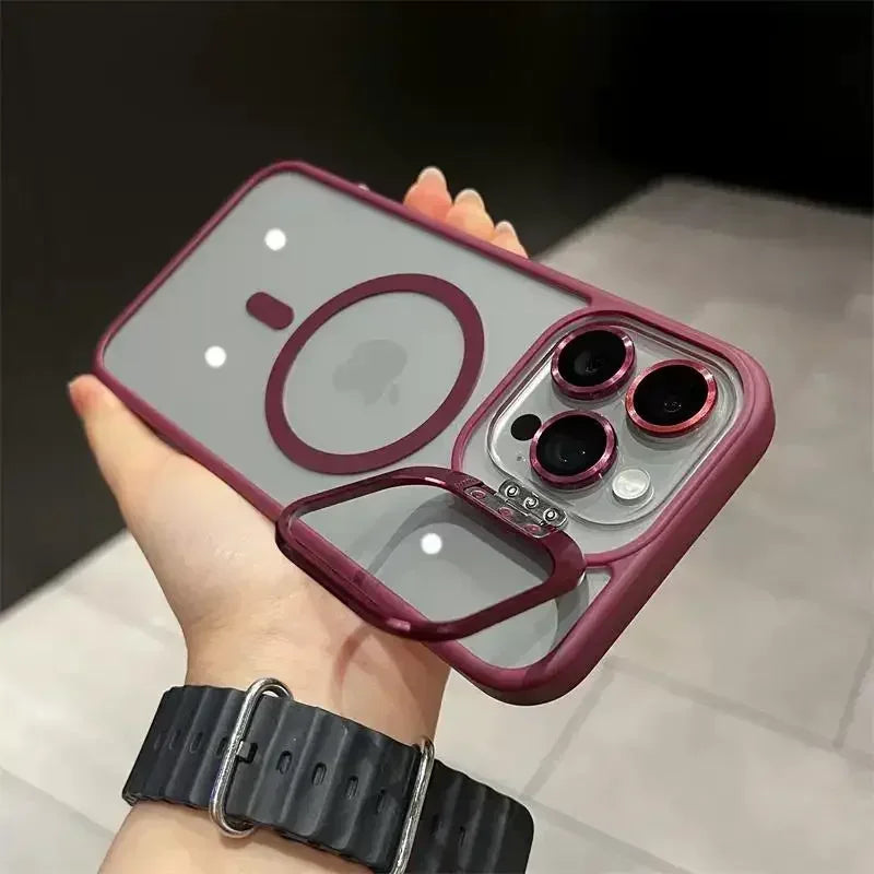 MagSafe Transparent Shockproof iPhone Case with Stand
