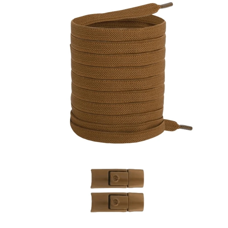 Elastic No-Tie Shoelaces with Lock Buckle (Flat 8mm Sneakers Laces)