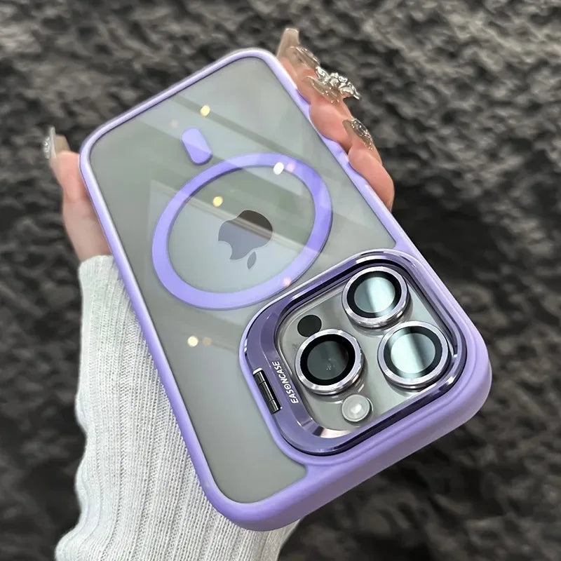 MagSafe Transparent Shockproof iPhone Case with Stand