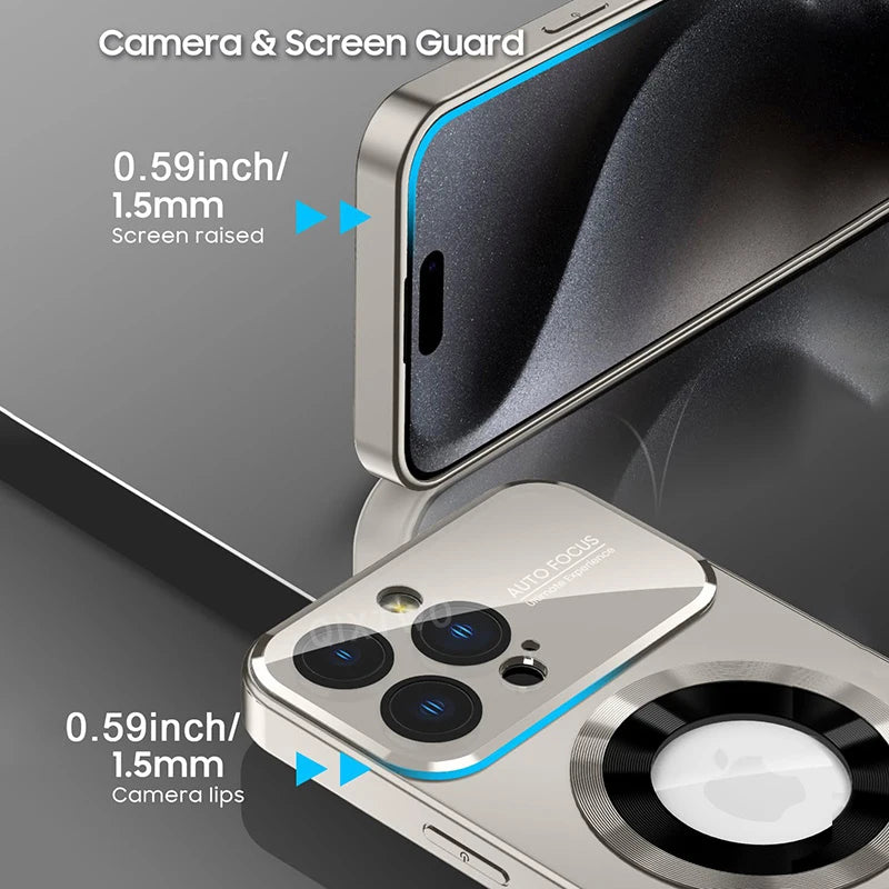 Luxury Glass Camera MagSafe Magnetic iPhone Case