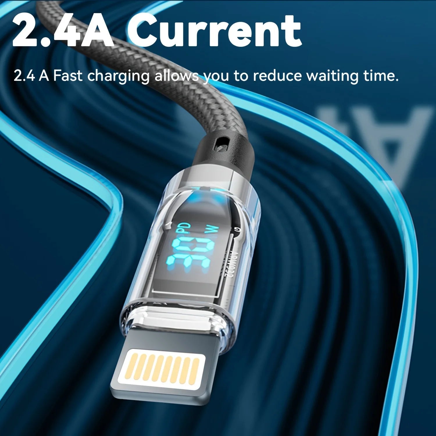 PD 27W Fast Charging Cable with LCD Display for iPhone