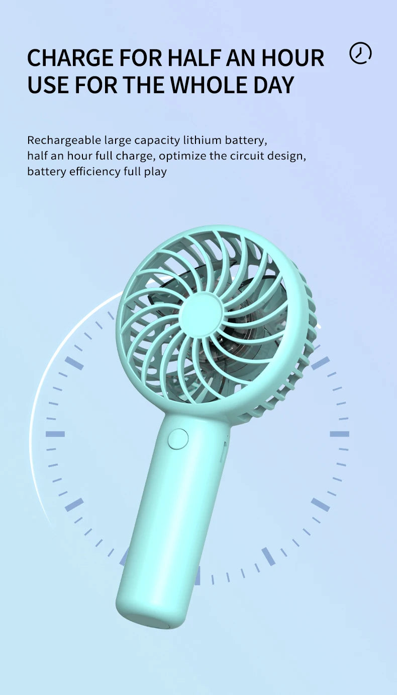 1200mAh Mini Portable USB Rechargeable Handheld Fan