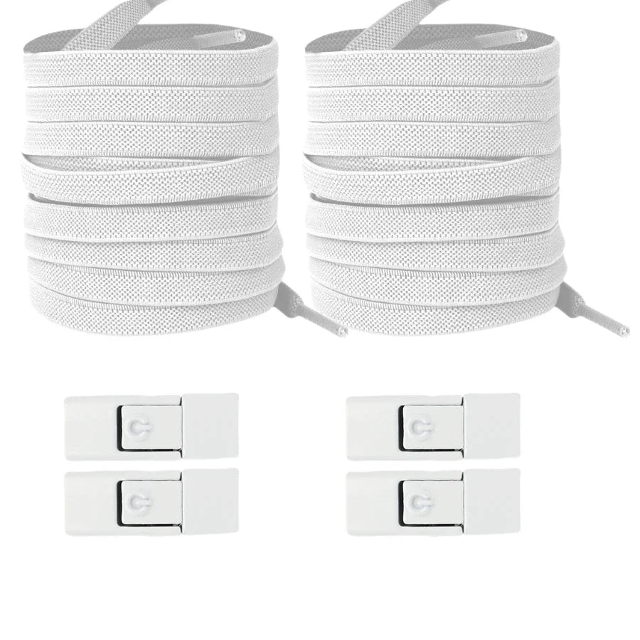 Elastic No-Tie Shoelaces with Lock Buckle (Flat 8mm Sneakers Laces)