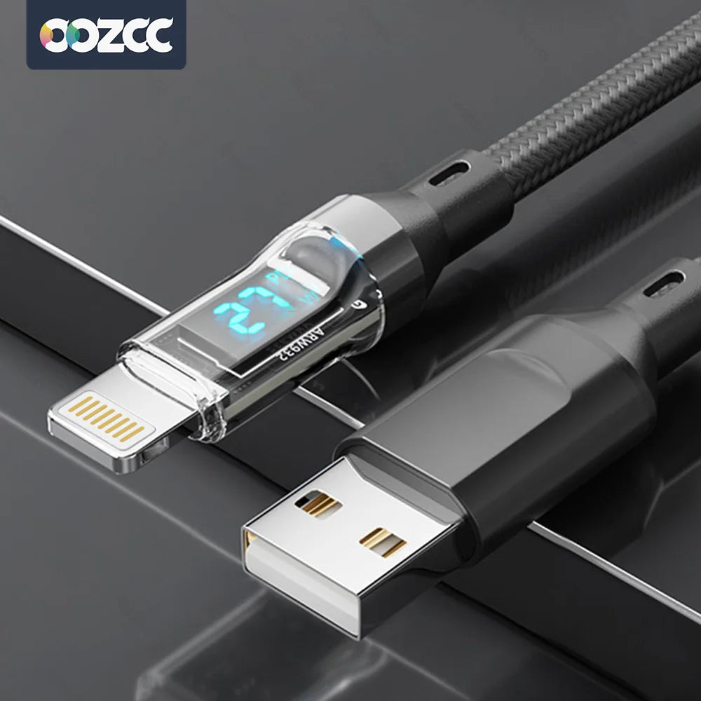 PD 27W Fast Charging Cable with LCD Display for iPhone