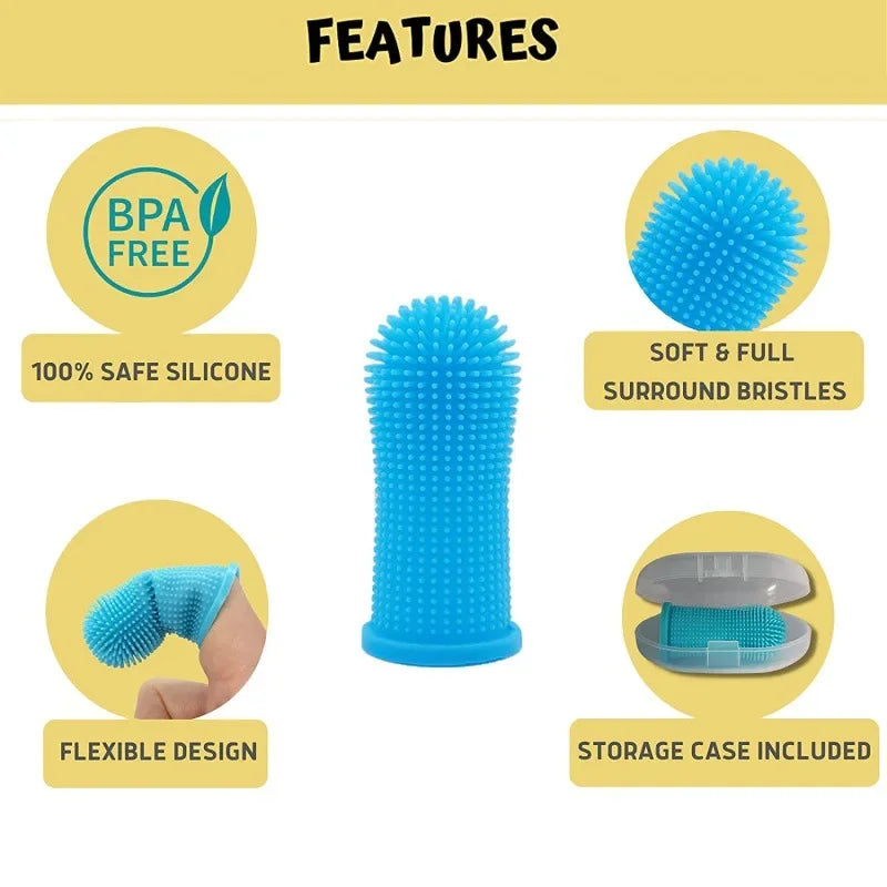 Silicone Pet Finger Toothbrush – Soft Dog & Cat Teeth Cleaning Brush