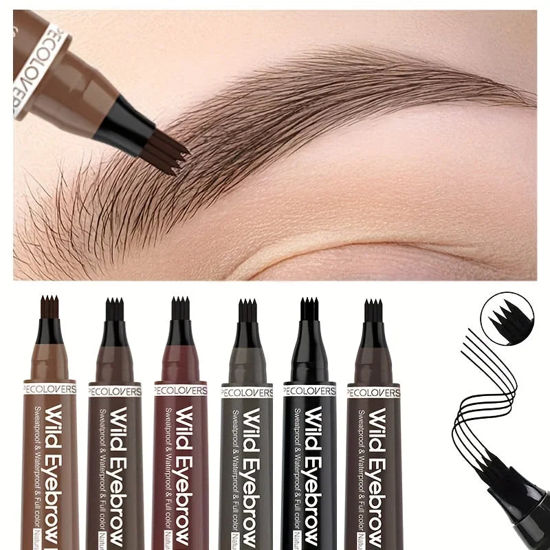 4-Prong Waterproof Eyebrow Tattoo Pen (Long-Lasting Natural Brow Makeup)