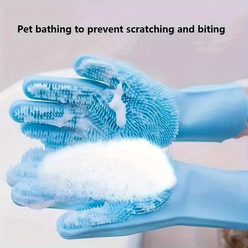 Pet Grooming Gloves (Silicone Deshedding & Bath Brush)