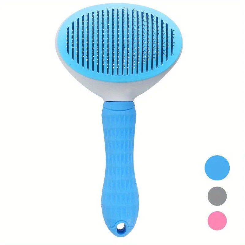 One-Click Pet Hair Removal Brush (Self-Cleaning Slicker Comb)