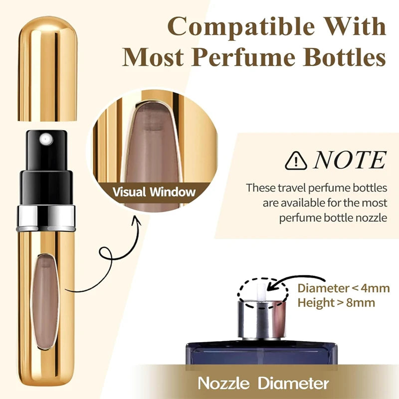 Portable Perfume Atomizer 5ml – Refillable Travel Spray Bottle (1/4 Pack)