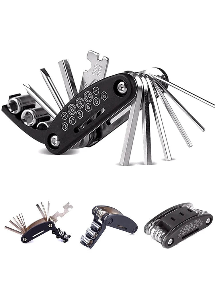 16-in-1 Portable Bicycle Repair Tool Kit – Multi-Function Hex Wrench & Screwdriver Set