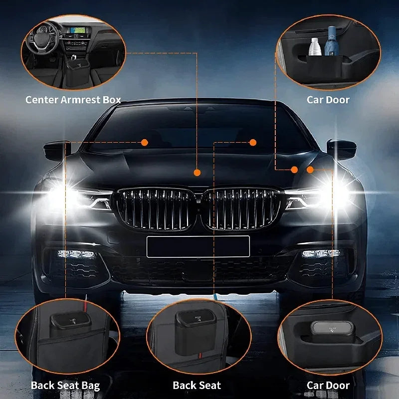 Mini Car Trash Can with Lid (Leak-Proof Auto Bin)