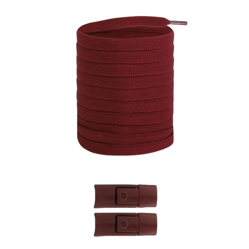 Elastic No-Tie Shoelaces with Lock Buckle (Flat 8mm Sneakers Laces)