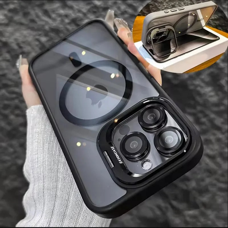 MagSafe Transparent Shockproof iPhone Case with Stand