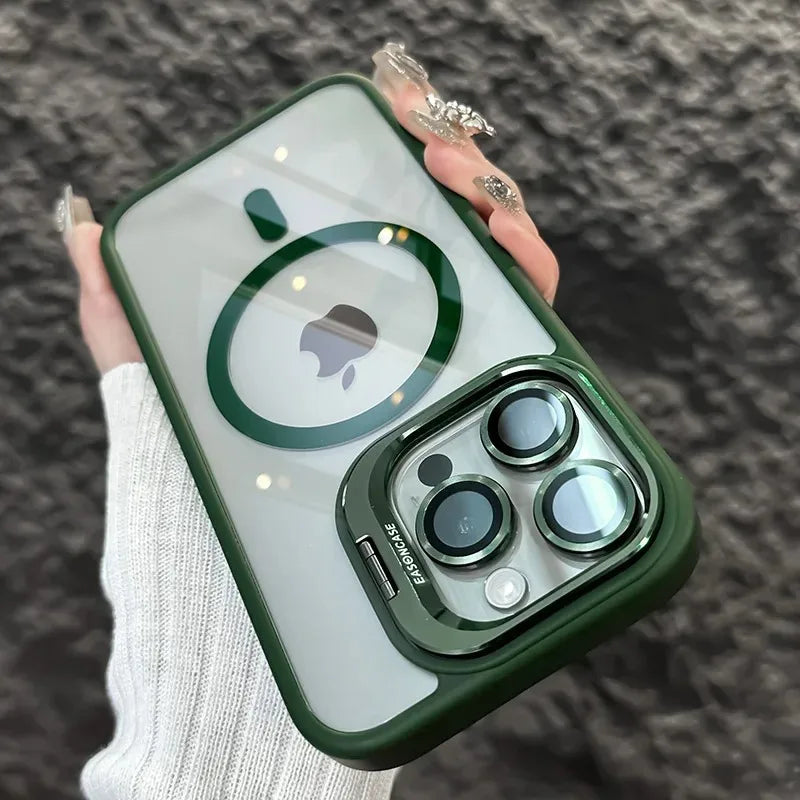 MagSafe Transparent Shockproof iPhone Case with Stand