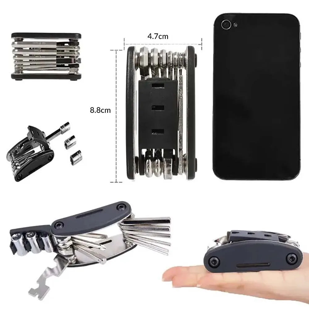 16-in-1 Portable Bicycle Repair Tool Kit – Multi-Function Hex Wrench & Screwdriver Set