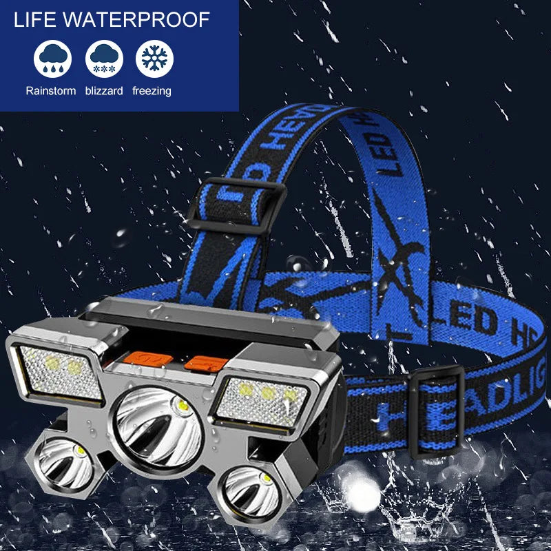 USB Rechargeable 5LED Headlamp