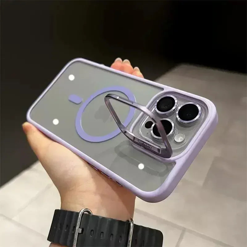 MagSafe Transparent Shockproof iPhone Case with Stand