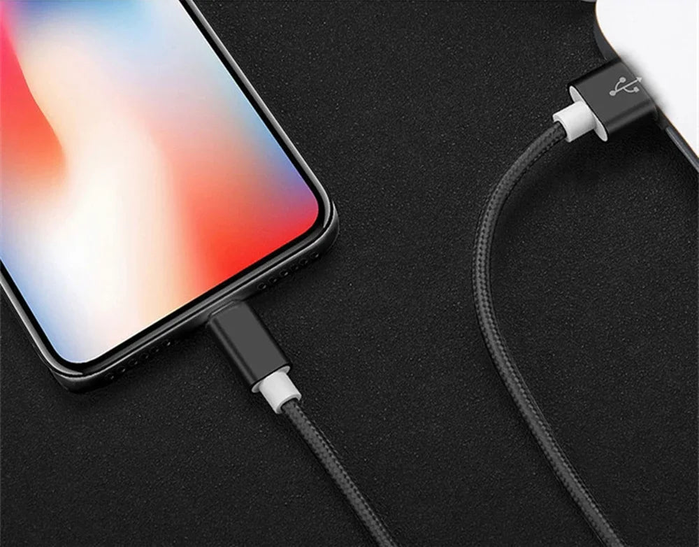 Metal Nylon Braided USB Fast Charging Cable for iPhone & iPad (1m / 2m / 3m)