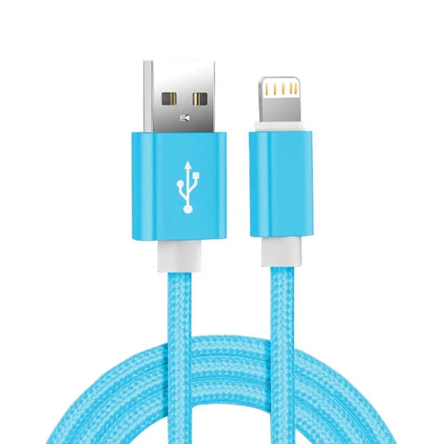 Metal Nylon Braided USB Fast Charging Cable for iPhone & iPad (1m / 2m / 3m)