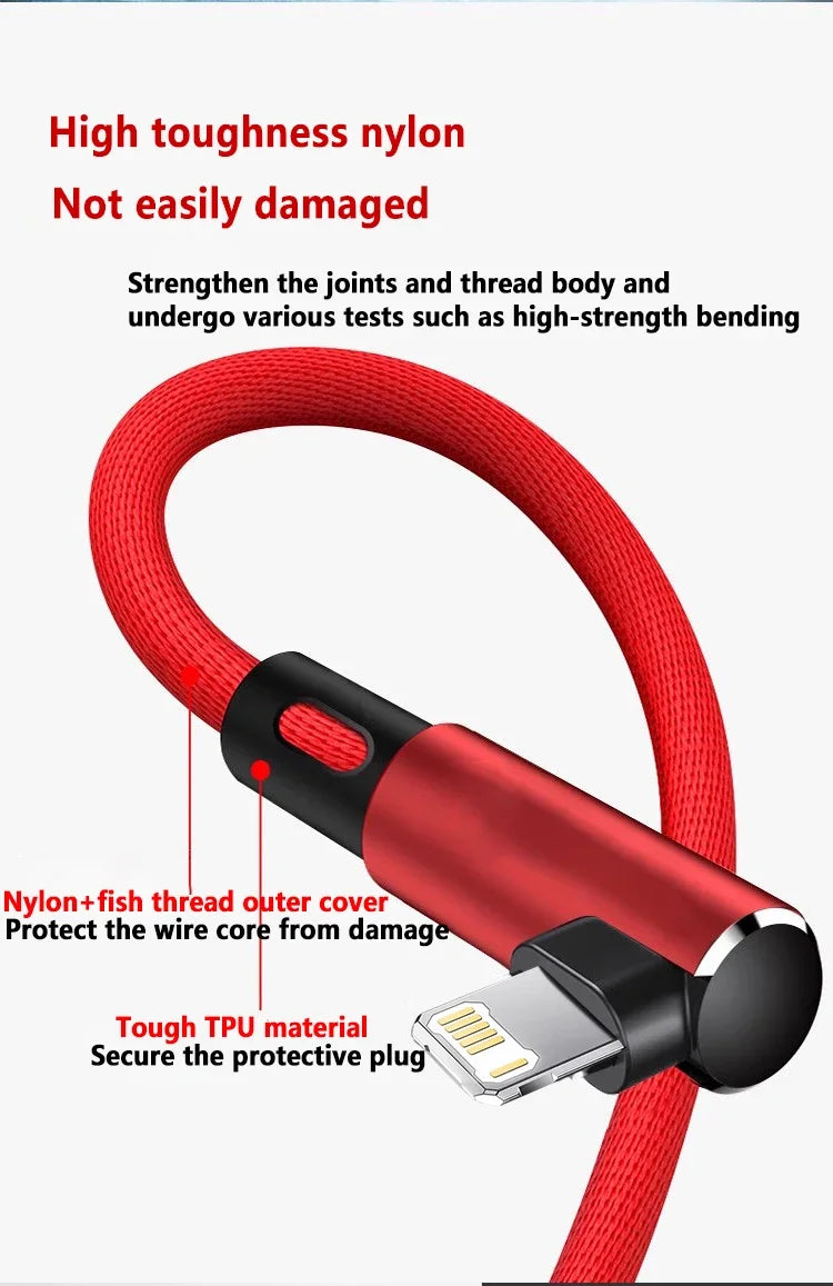 90° Angled Fast Charging Cable for iPhone