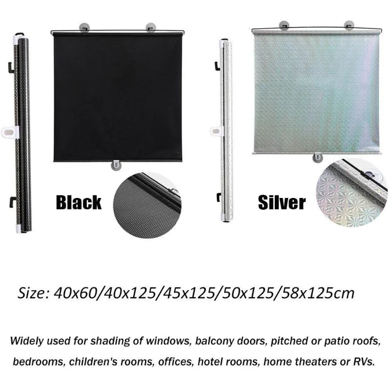 Retractable Blackout Roller Blinds with Suction Cups