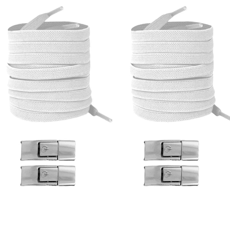 Elastic No-Tie Shoelaces with Lock Buckle (Flat 8mm Sneakers Laces)