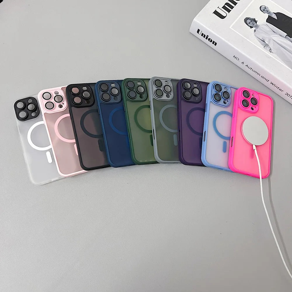 MagSafe Matte Translucent Armor Shockproof iPhone Case