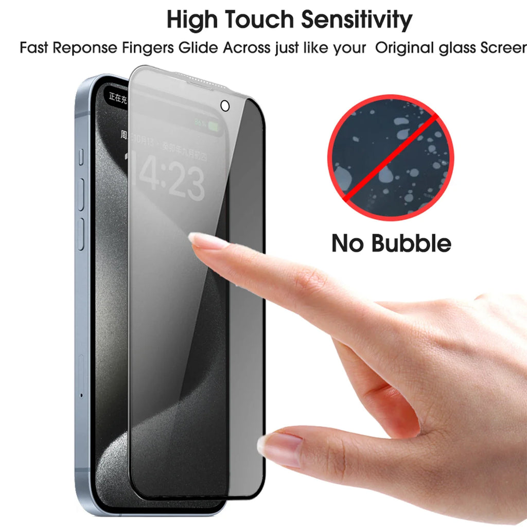 iPhone Tempered Glass Screen Protector (Privacy / Clear, 1–3 Pack, Optional Installation Kit)