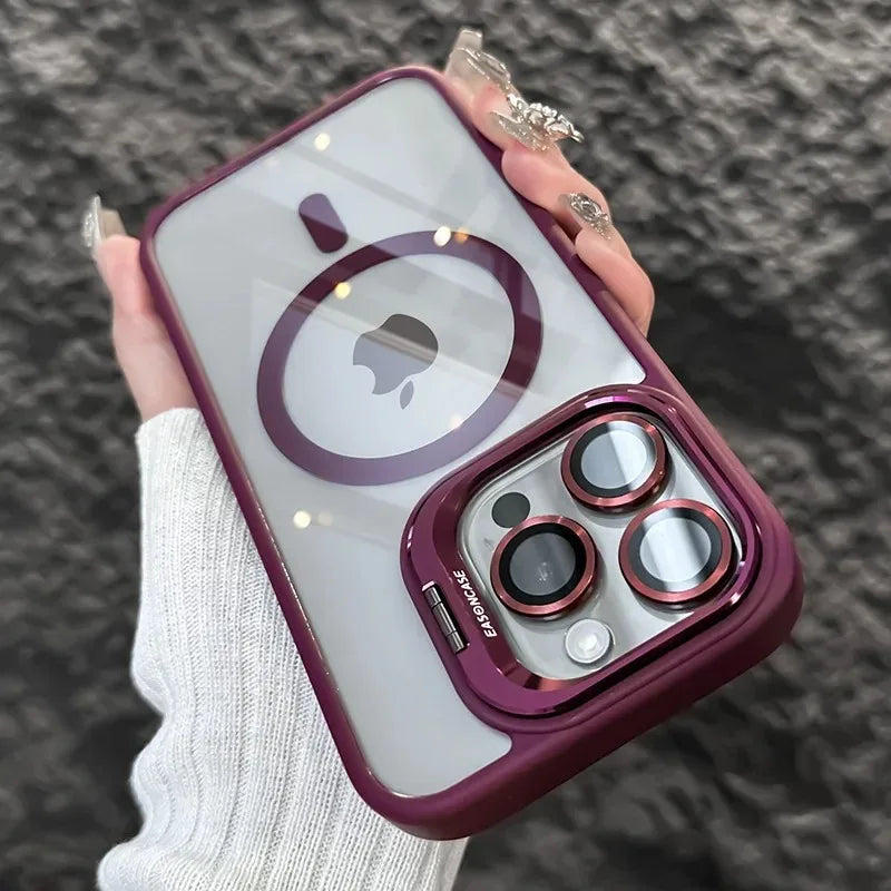 MagSafe Transparent Shockproof iPhone Case with Stand