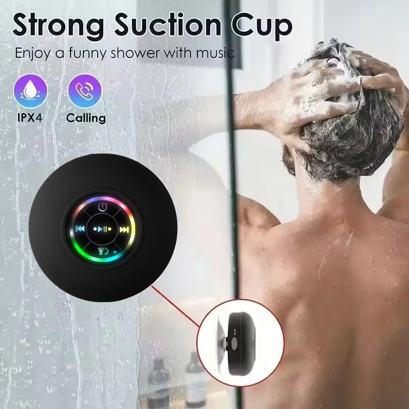 Portable Waterproof Bluetooth Speaker with LED Light & Suction Cup