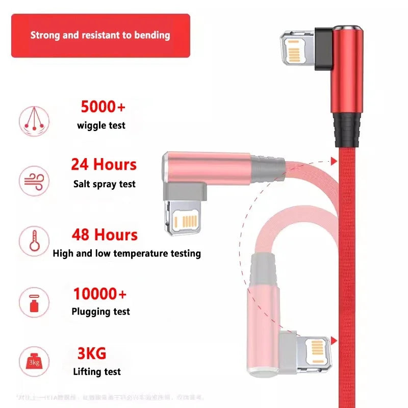90° Angled Fast Charging Cable for iPhone
