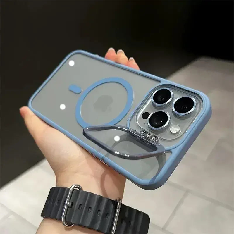 MagSafe Transparent Shockproof iPhone Case with Stand