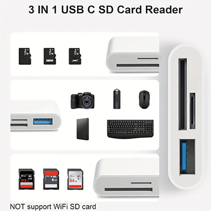 3-in-1 USB-C SD/TF Card Reader Adapter