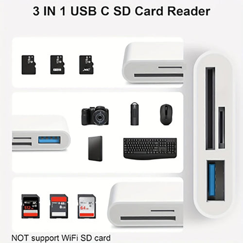 3-in-1 USB-C SD/TF Card Reader Adapter