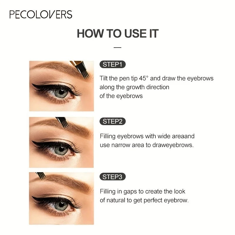 4-Prong Waterproof Eyebrow Tattoo Pen (Long-Lasting Natural Brow Makeup)
