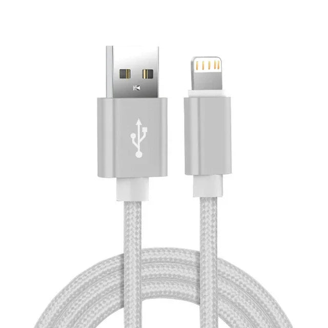 Metal Nylon Braided USB Fast Charging Cable for iPhone & iPad (1m / 2m / 3m)