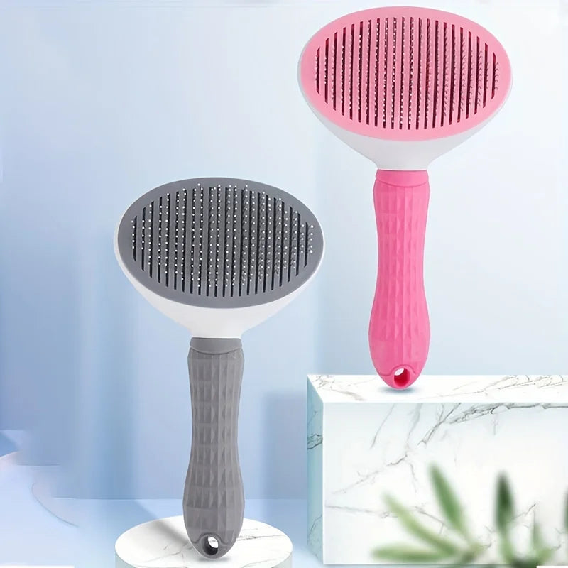 One-Click Pet Hair Removal Brush (Self-Cleaning Slicker Comb)