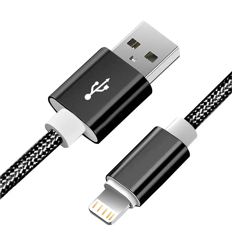 Metal Nylon Braided USB Fast Charging Cable for iPhone & iPad (1m / 2m / 3m)