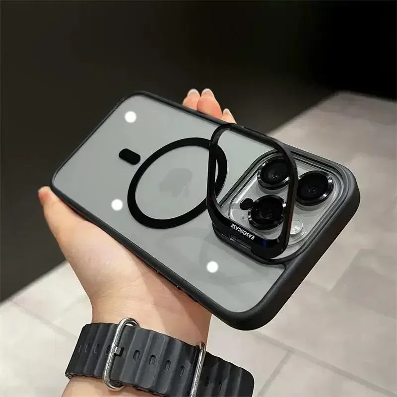 MagSafe Transparent Shockproof iPhone Case with Stand