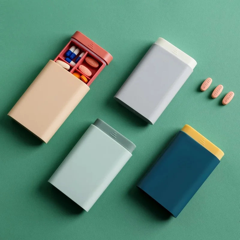 Portable Travel Pill Organizer – 6 Grid Vitamin & Medicine Storage Box
