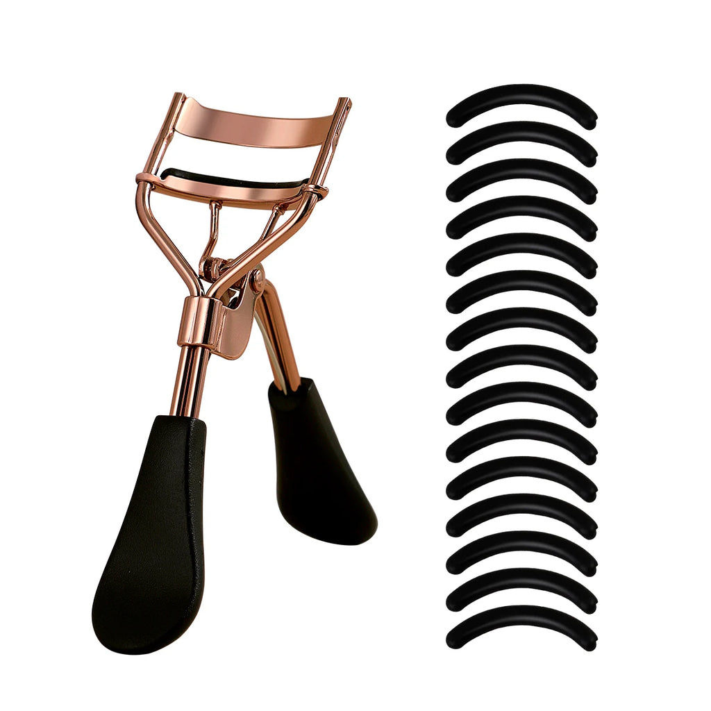 Portable Eyelash Curler with Silicone Pads (Stainless Steel Lash Curling Tool)