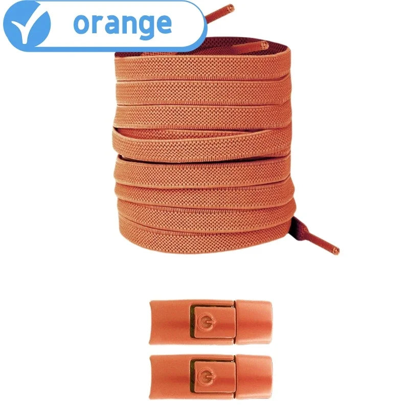 Elastic No-Tie Shoelaces with Lock Buckle (Flat 8mm Sneakers Laces)