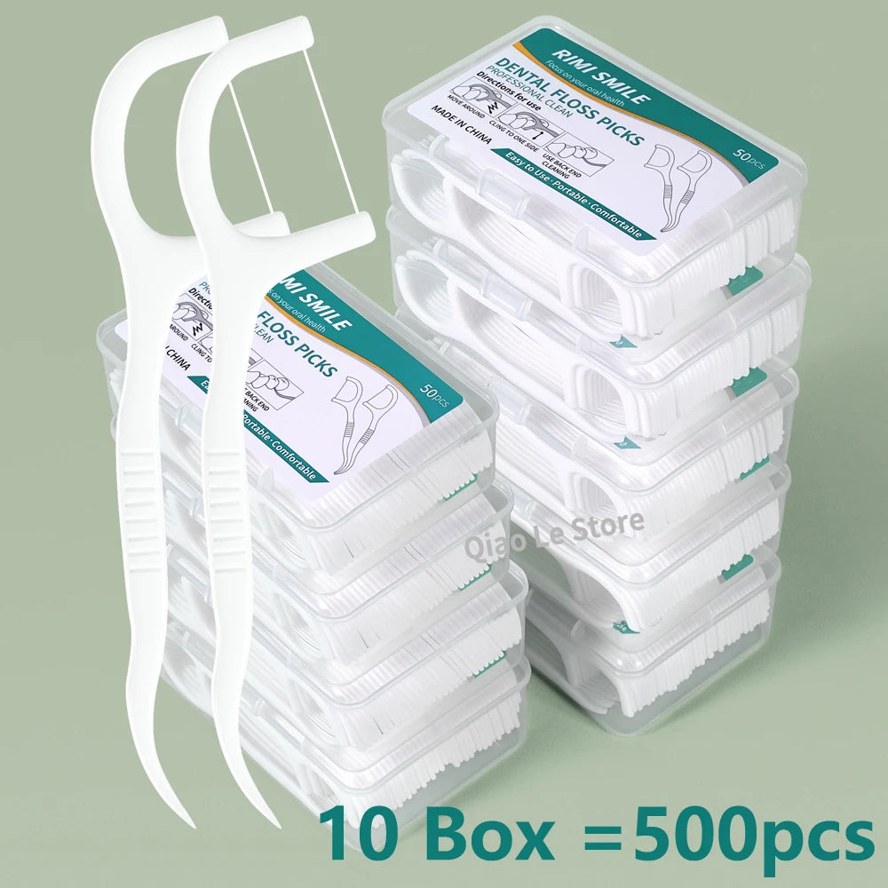 Portable Disposable Dental Floss Picks (50pcs Box)