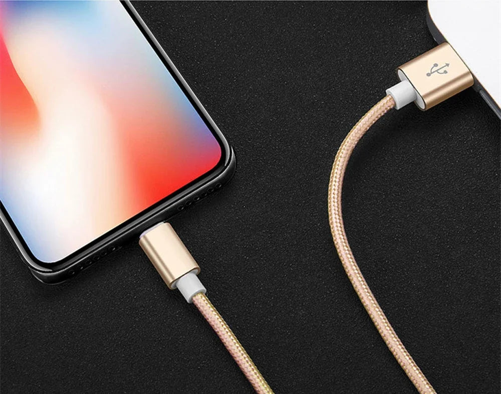 Metal Nylon Braided USB Fast Charging Cable for iPhone & iPad (1m / 2m / 3m)