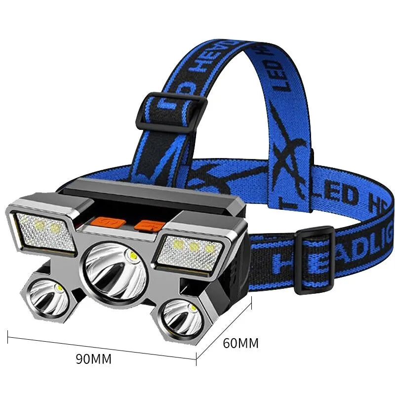 USB Rechargeable 5LED Headlamp