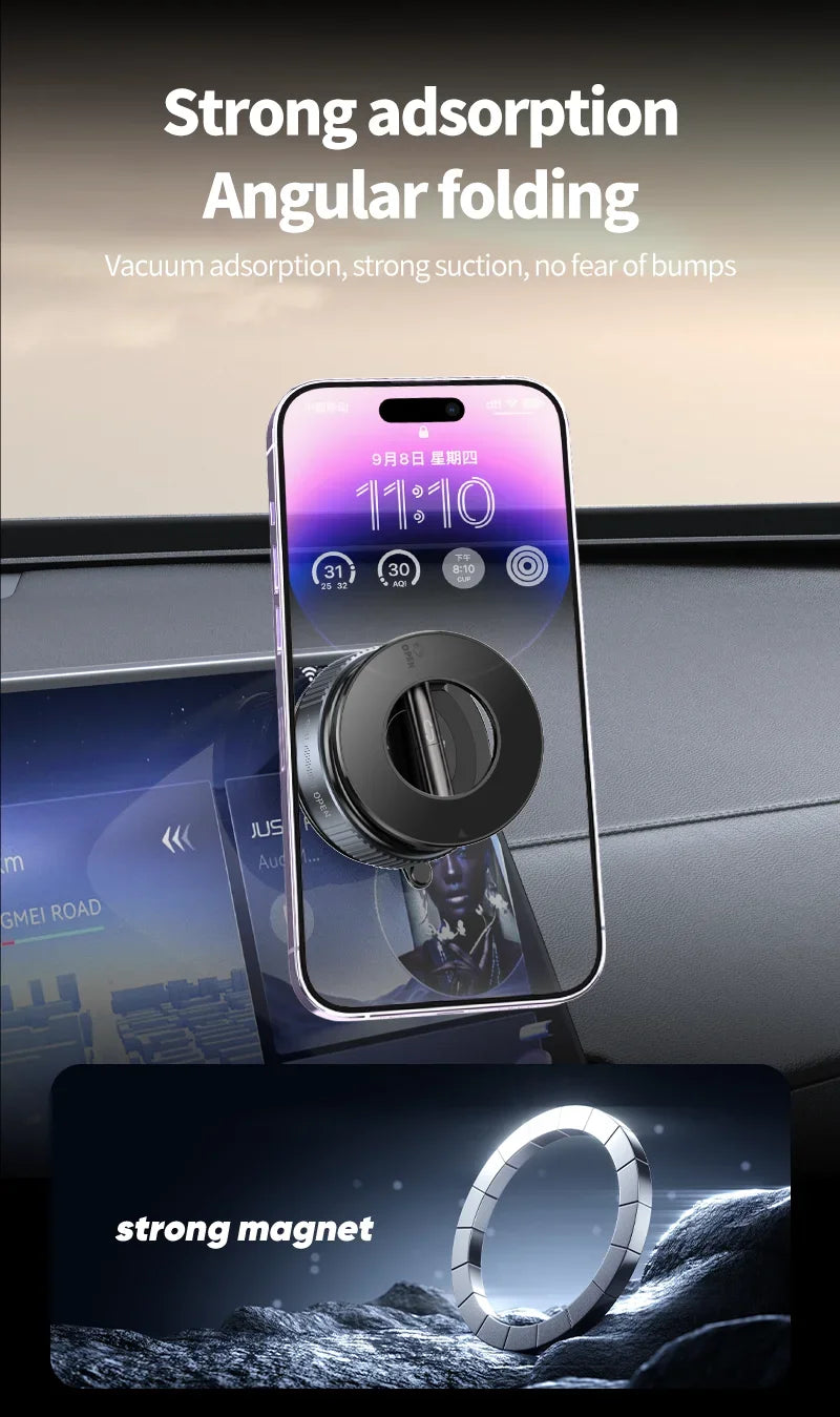 Rotating Magnetic Phone Holder with Vacuum Suction