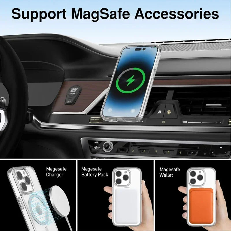 MagSafe Magnetic Clear Silicone iPhone Case (Shockproof Transparent Cover)