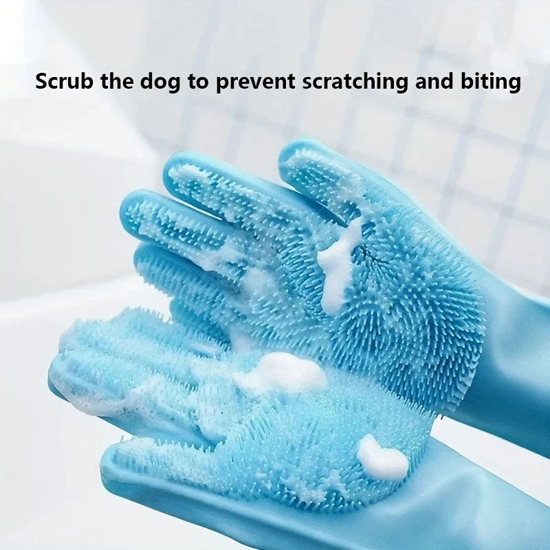 Pet Grooming Gloves (Silicone Deshedding & Bath Brush)