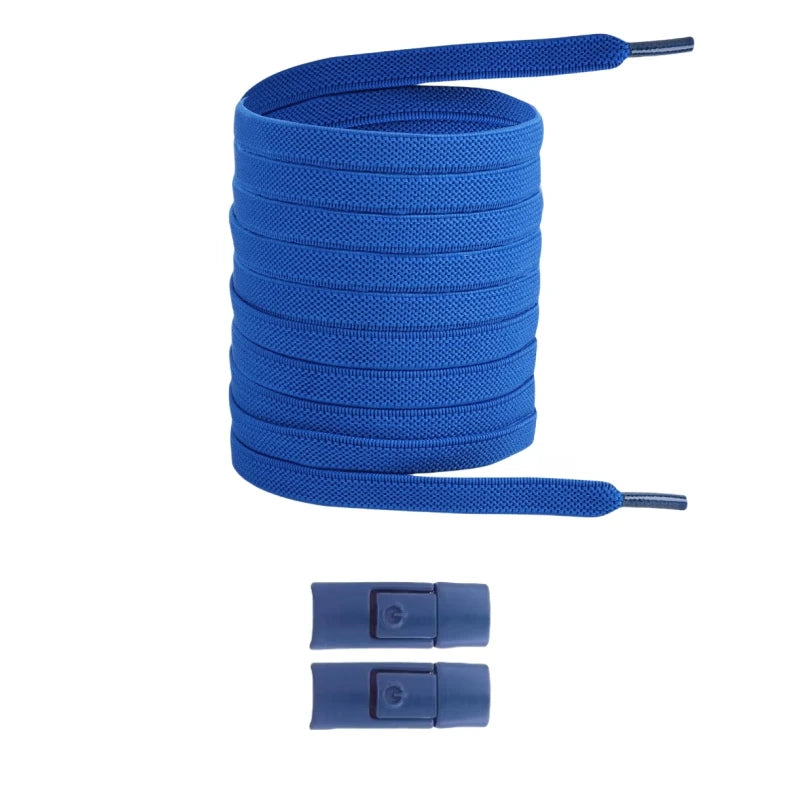 Elastic No-Tie Shoelaces with Lock Buckle (Flat 8mm Sneakers Laces)